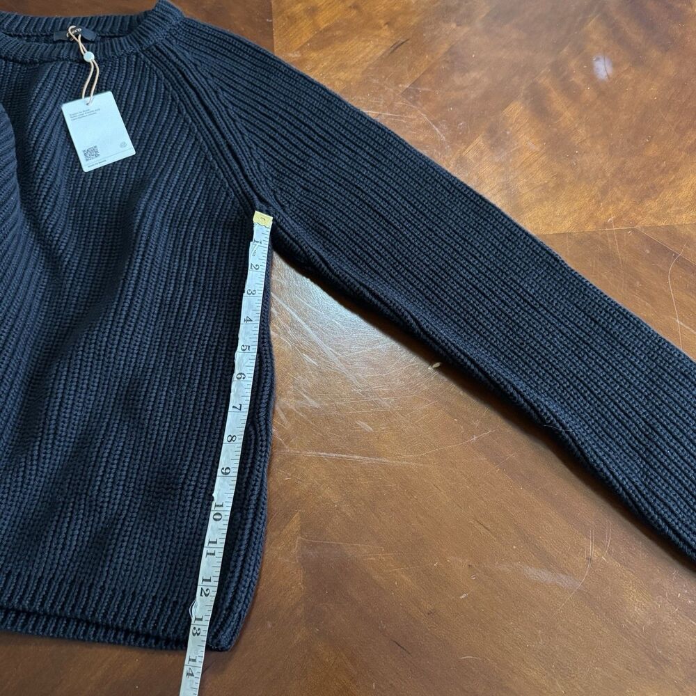 NEW Quince Sz L 100% Organic Cotton Fisherman Crew Neck Black Sweater Women’s - Picture 11 of 16